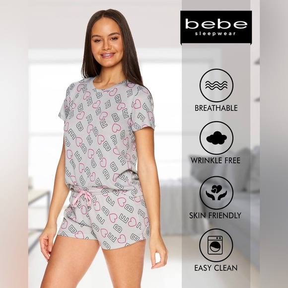NWT - bebe Women’s 2 piece Short Sleeve Pajama Set - Size M - Picture 5 of 6